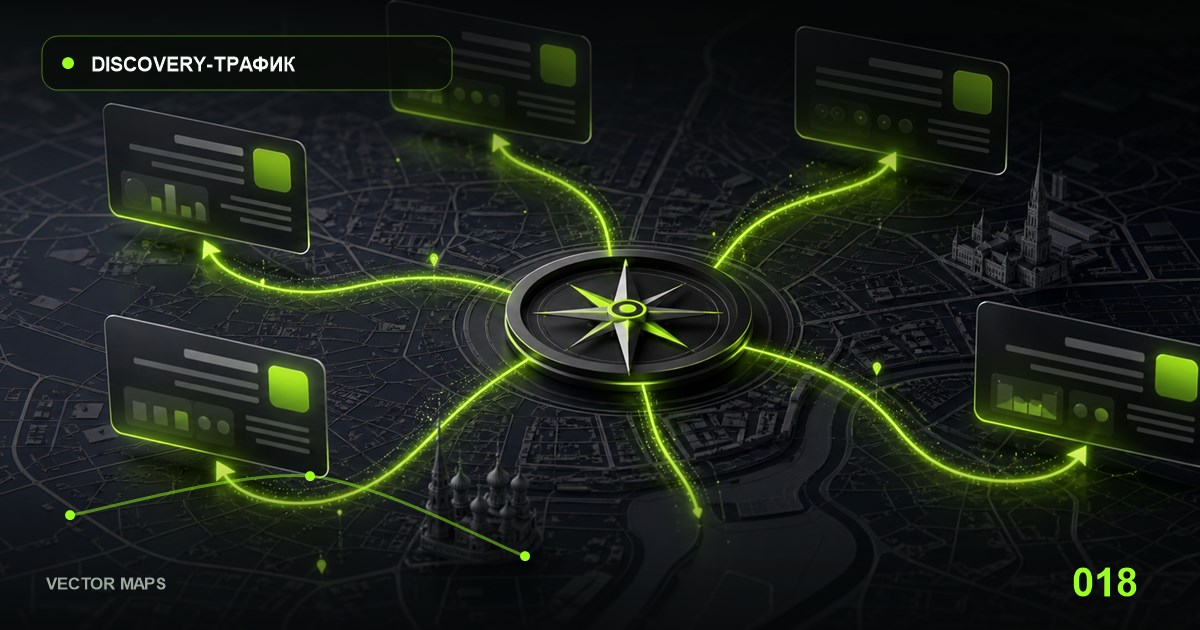 Авторская иллюстрация Vector Maps к материалу «Сезонность дискавери-трафика в Яндекс Картах»